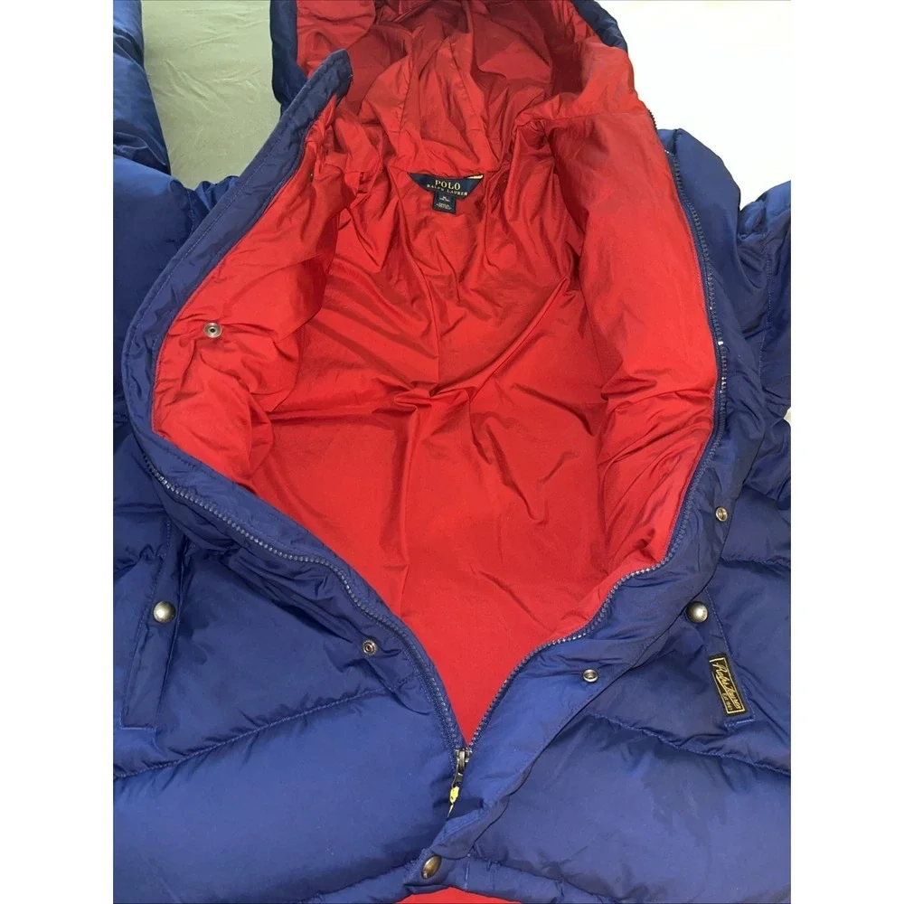 Polo Ralph Lauren Size Youth XL 18-20 Blue Hooded Puffer Down Jacket Coat